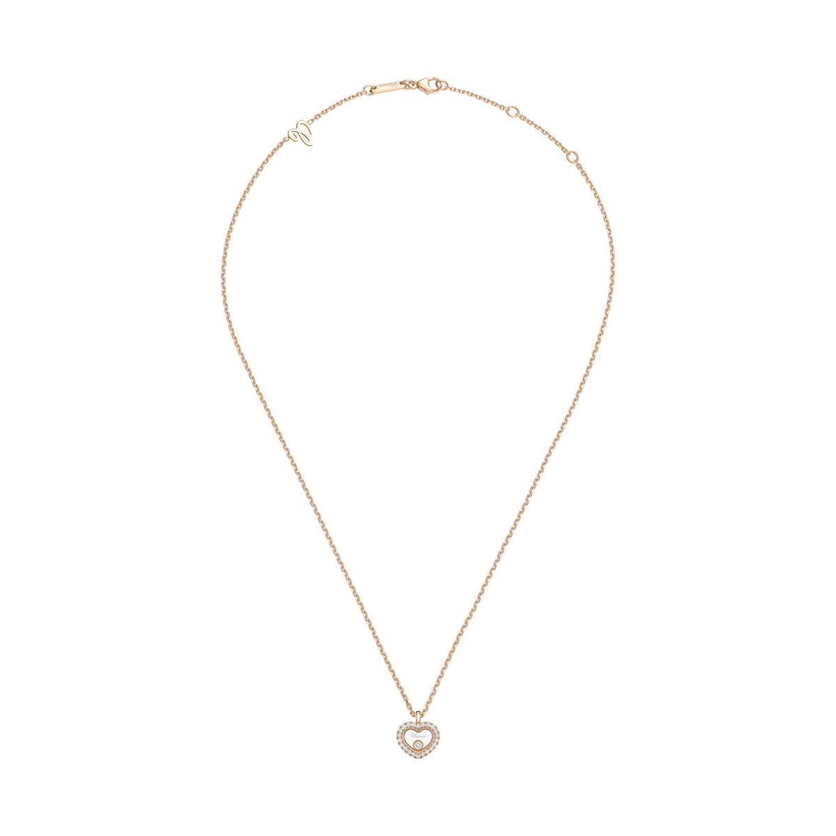 Chopard Happy Diamonds necklace in 18k ethical rose gold with diamonds, view 3