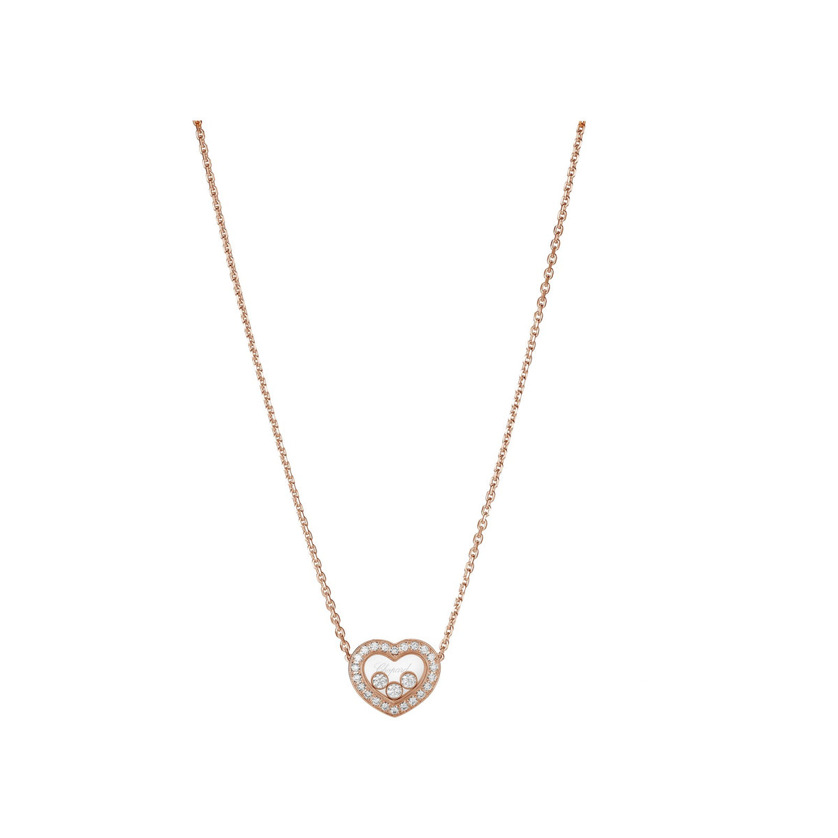 Chopard Happy Diamonds necklace in 18k ethical rose gold with moving diamonds