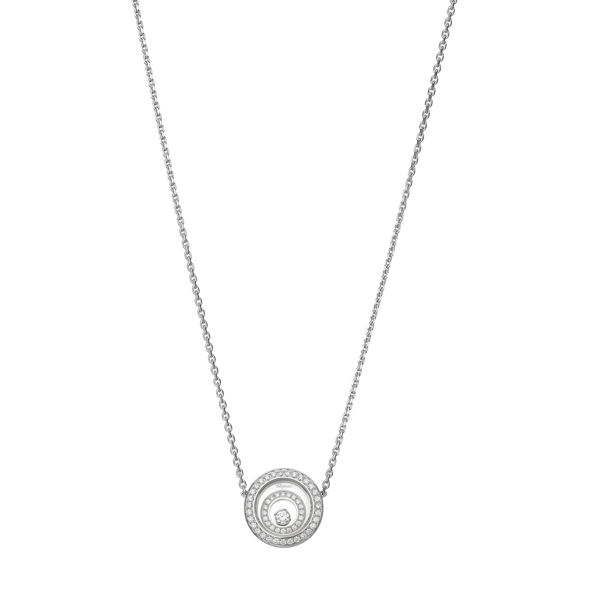 Chopard Happy Diamonds necklace in 18k ethical white gold with moving diamonds