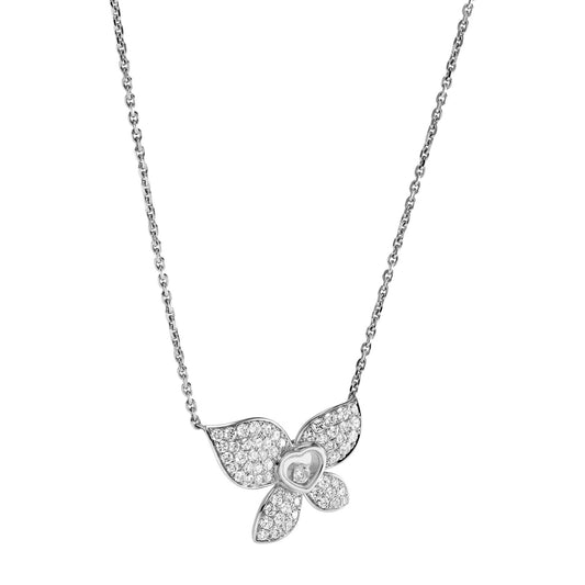 Chopard Happy Diamonds necklace in 18k ethical white gold with moving diamonds view 2