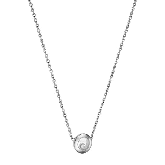 Chopard Happy Diamonds necklace in 18k ethical white gold with moving diamonds view 2