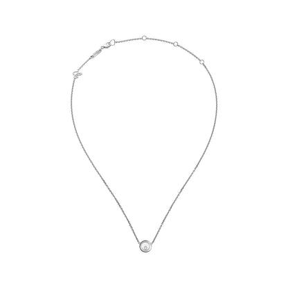 Chopard Happy Diamonds necklace in 18k ethical white gold with moving diamonds view 3