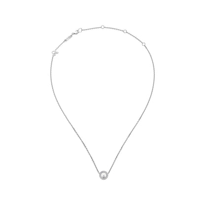 Chopard Happy Diamonds necklace in 18k ethical white gold with moving diamonds view 3