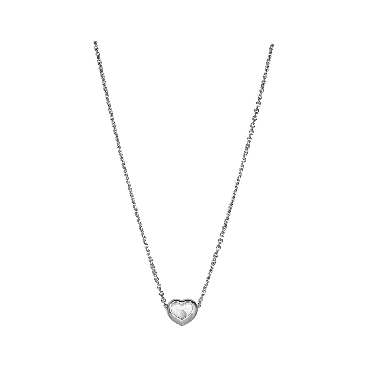 Chopard Happy Diamonds necklace in 18k ethical white gold with moving diamonds view 4
