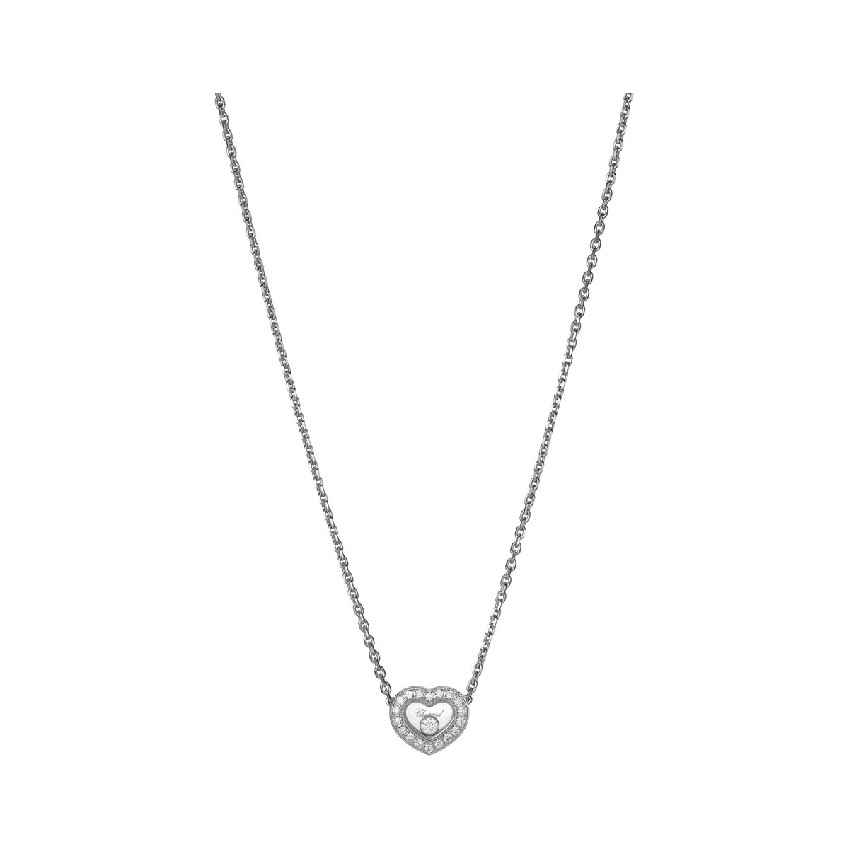 Chopard Happy Diamonds necklace in 18k ethical white gold with moving diamonds