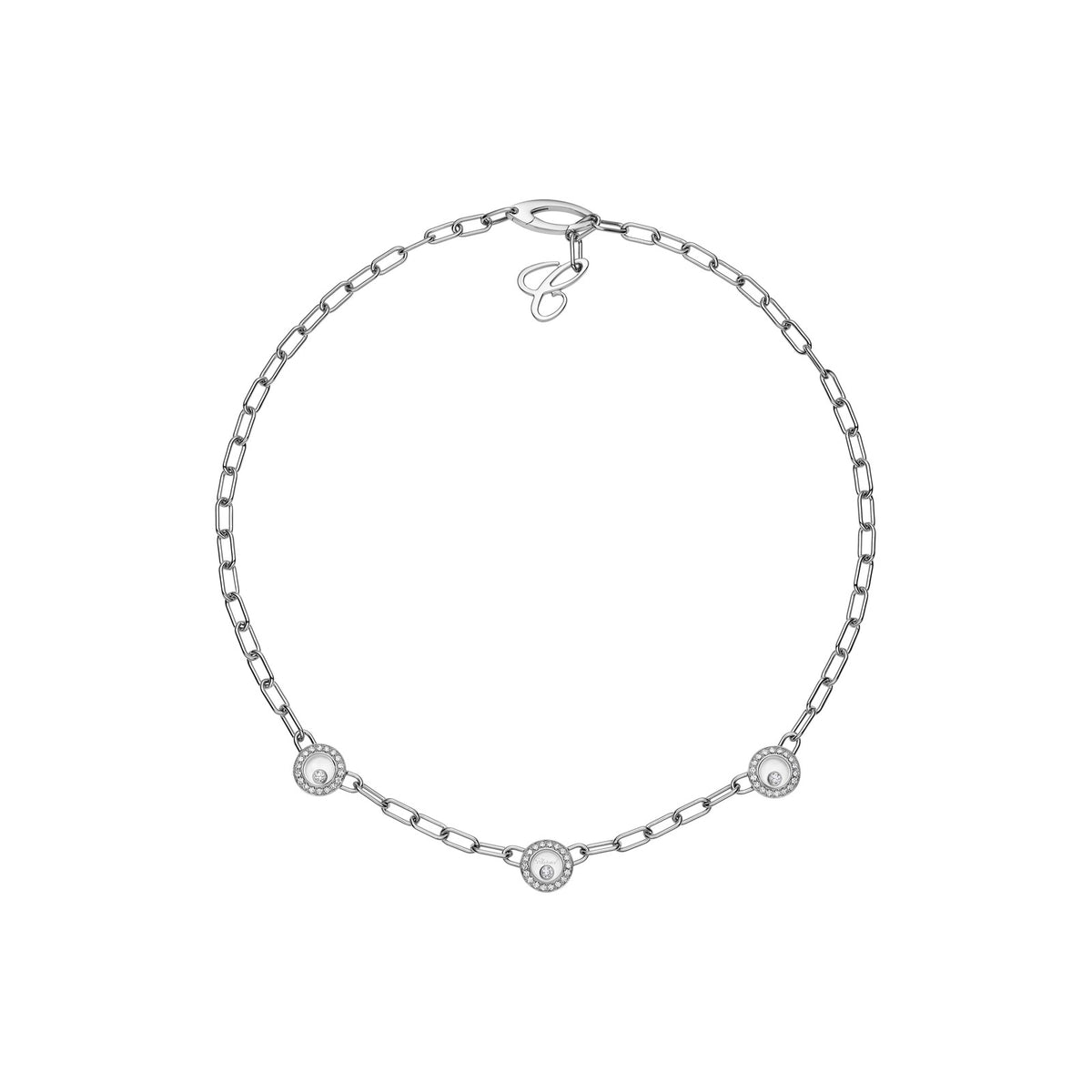 Chopard Happy Diamonds necklace in 18k ethical white gold with moving diamonds