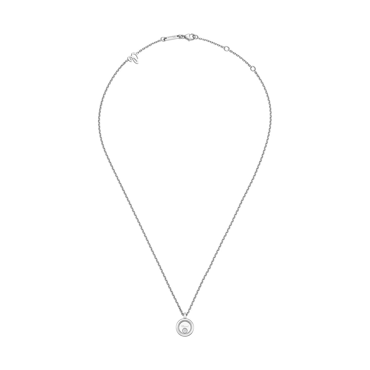 Chopard Happy Diamonds necklace in 18k ethical white gold with diamonds view 3