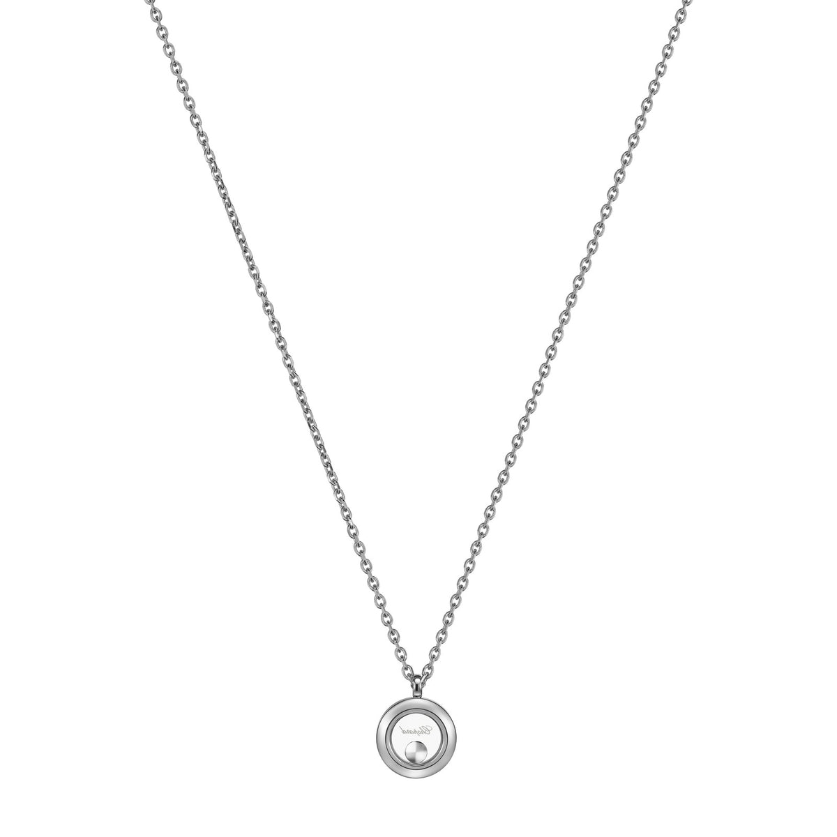 Chopard Happy Diamonds necklace in 18k ethical white gold with diamonds view 4