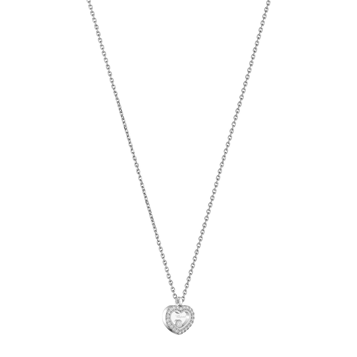 Chopard Happy Diamonds necklace in 18k ethical white gold with diamonds, view 2