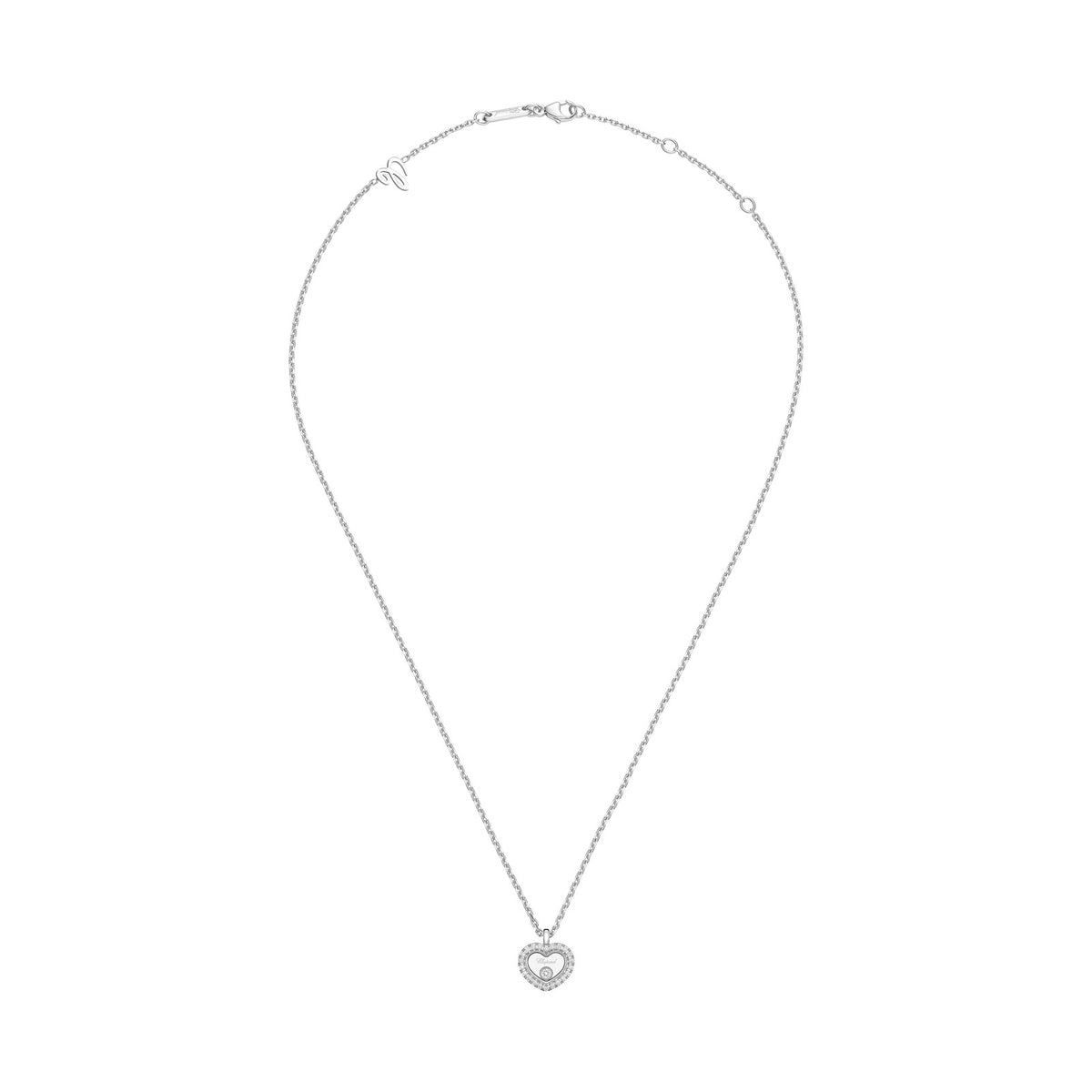 Chopard Happy Diamonds necklace in 18k ethical white gold with diamonds, view 3