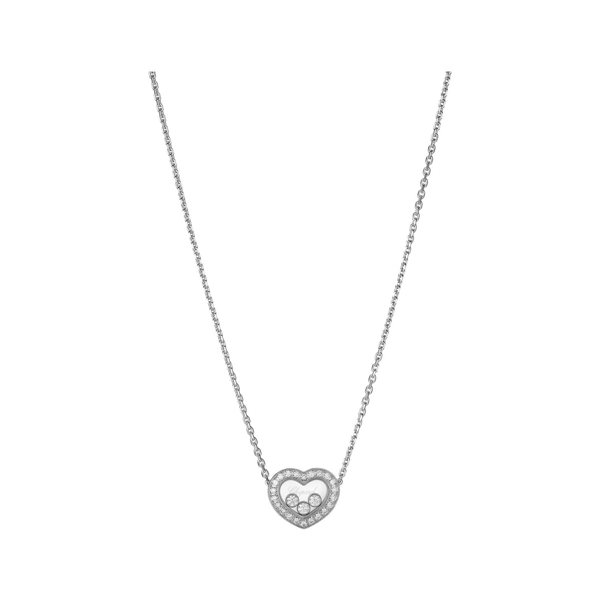 Chopard Happy Diamonds necklace in 18k ethical white gold with moving diamonds