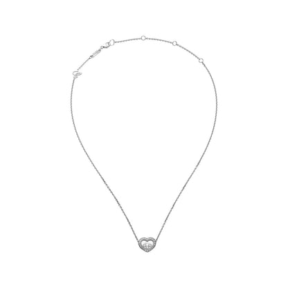 Chopard Happy Diamonds necklace in 18k ethical white gold with moving diamonds view 3