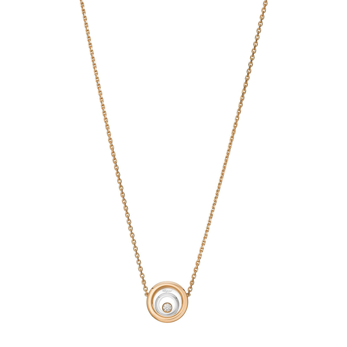 Chopard Happy Diamonds necklace in 18k ethical white and rose gold with moving diamonds