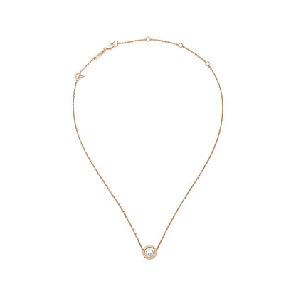 Chopard Happy Diamonds necklace in 18k ethical white and rose gold with moving diamonds view 3