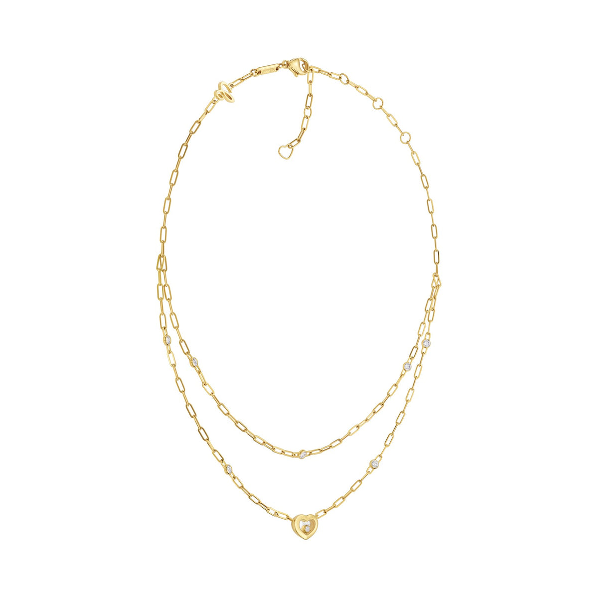 Chopard Happy Diamonds necklace in 18k ethical yellow gold with moving diamonds view 2