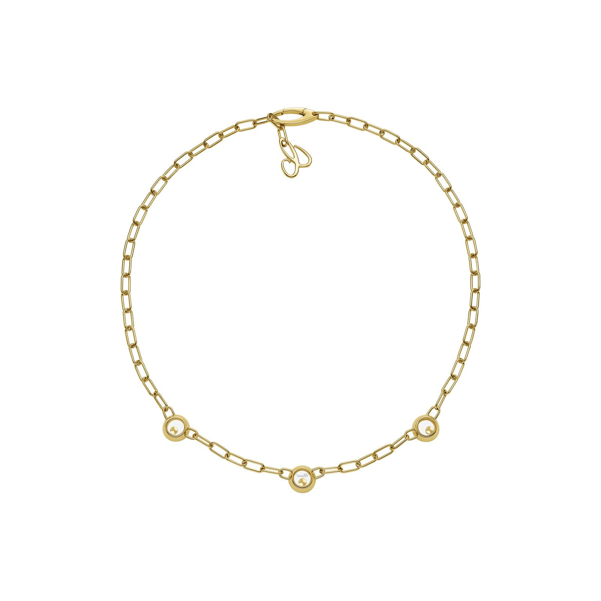 Chopard Happy Diamonds necklace in 18k ethical yellow gold with moving diamonds view 3