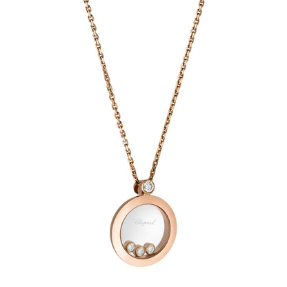 Chopard Happy Diamonds pendant in 18k ethical rose gold with moving diamonds view 2