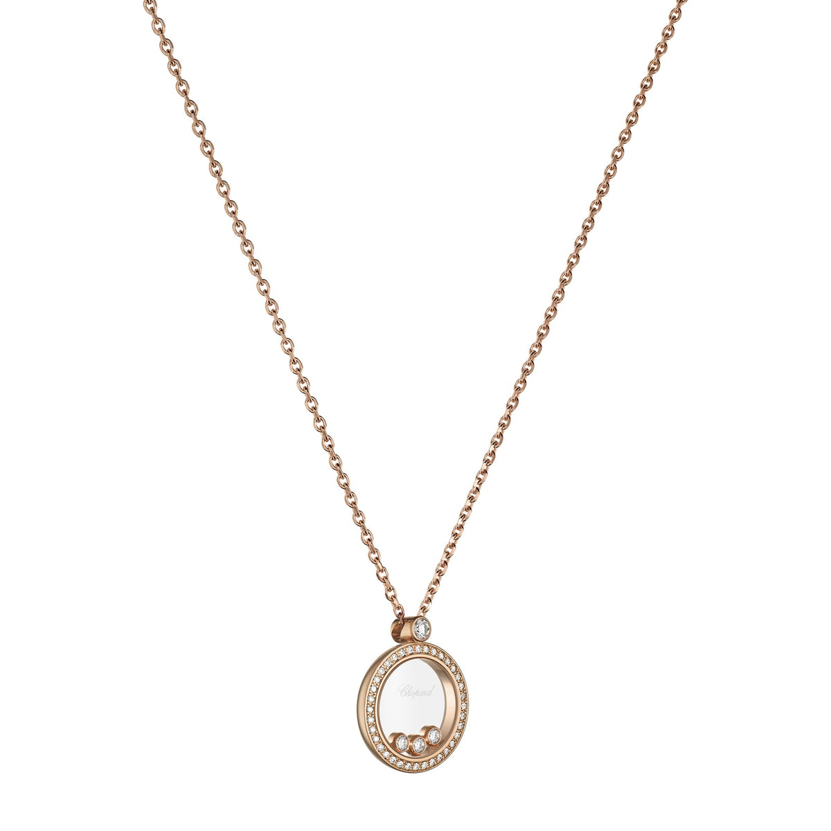 Chopard Happy Diamonds pendant in 18k ethical rose gold, view 2