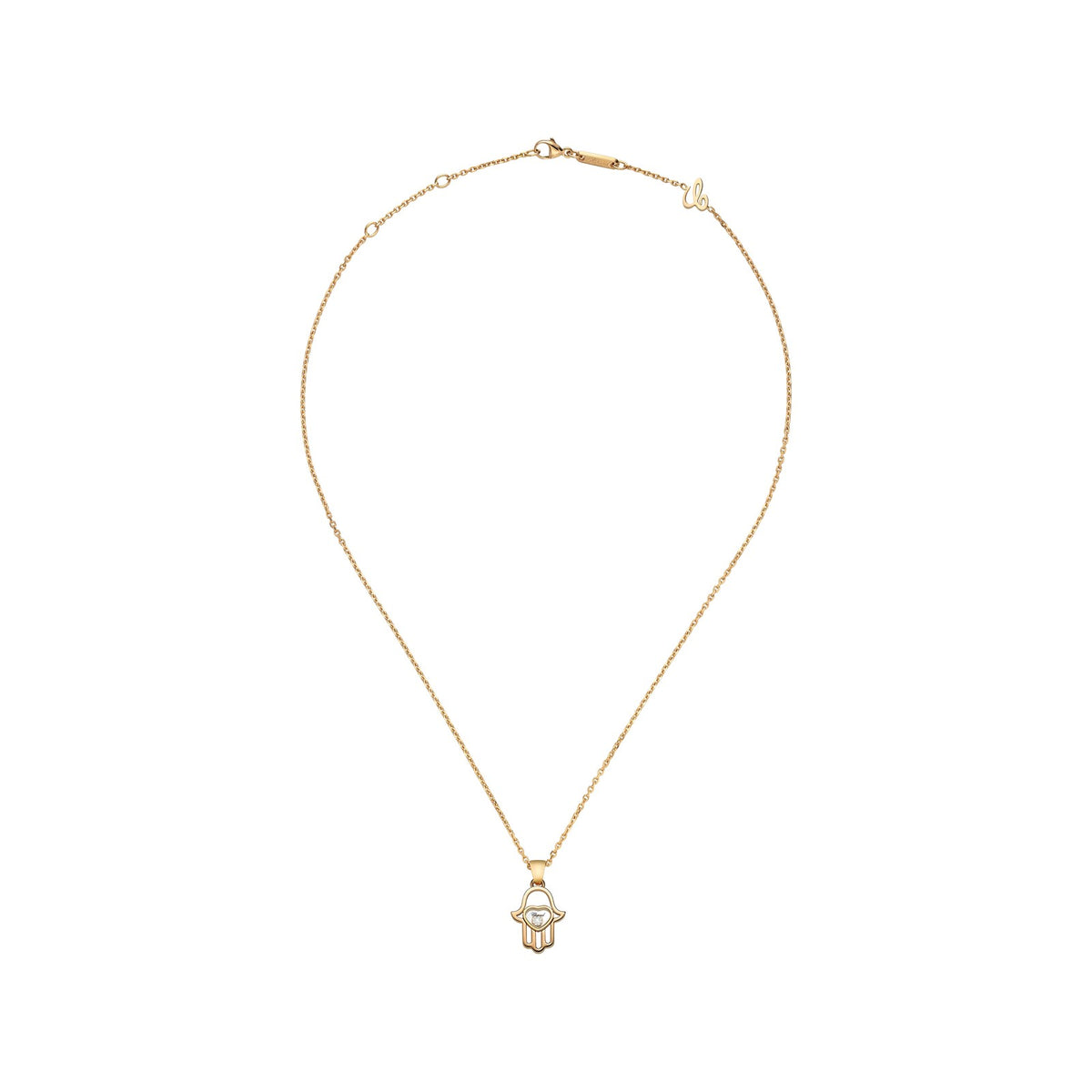 Chopard Happy Diamonds pendant in 18k ethical rose gold with moving diamonds view 3
