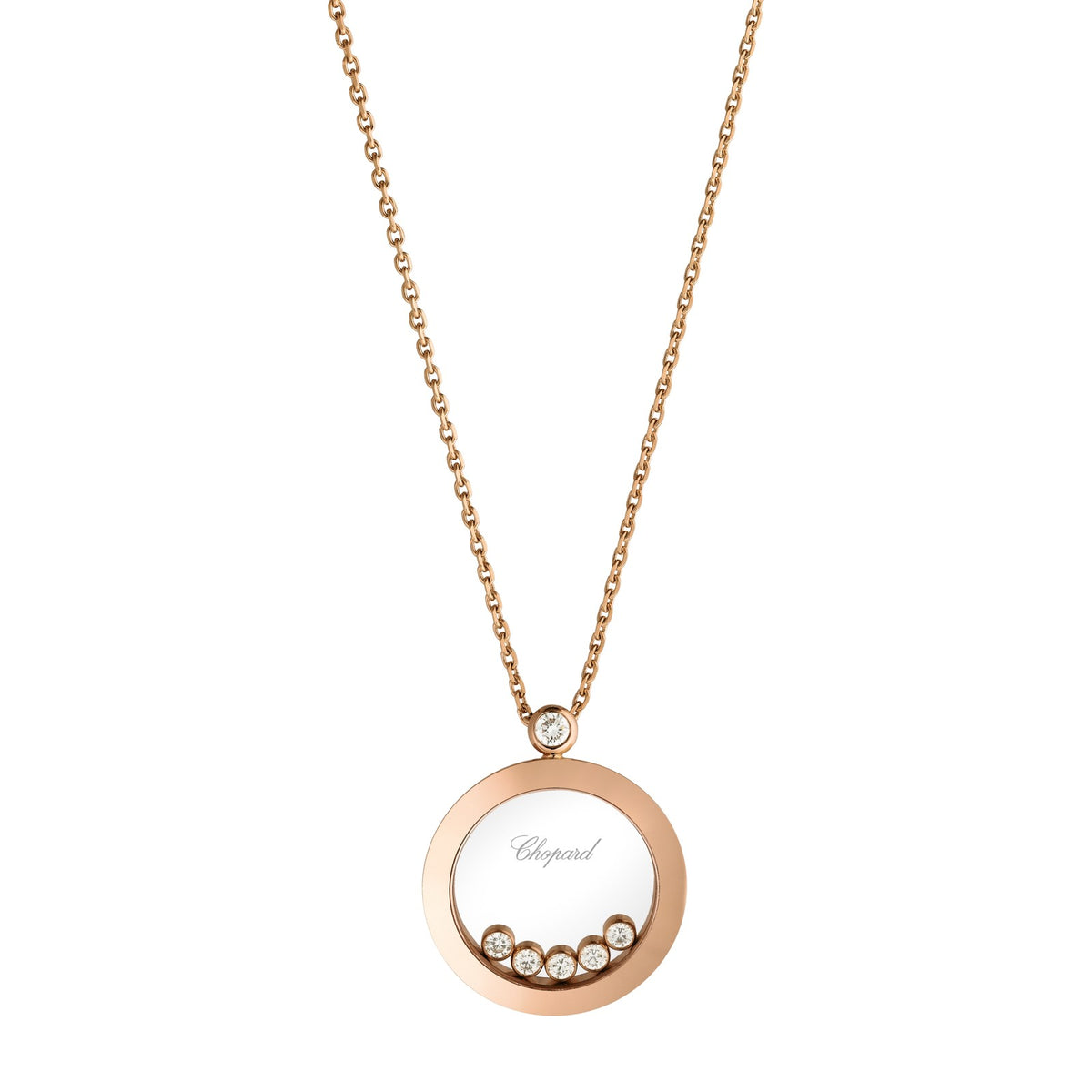 Chopard Happy Diamonds pendant in 18k ethical rose gold with moving diamonds