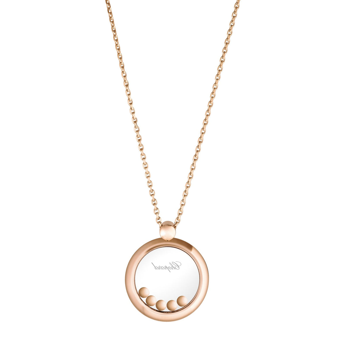 Chopard Happy Diamonds pendant in 18k ethical rose gold with moving diamonds, view 4