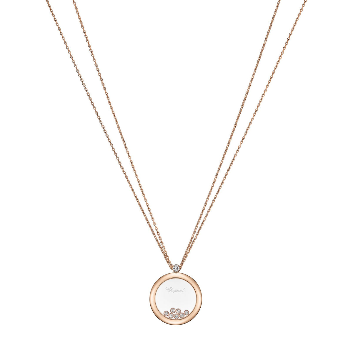 Chopard Happy Diamonds pendant in 18k ethical rose gold with moving diamonds