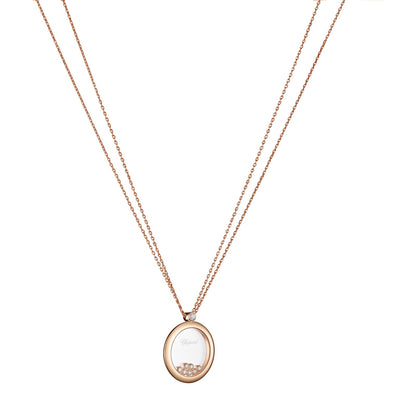 Chopard Happy Diamonds pendant in 18k ethical rose gold with moving diamonds, view 2