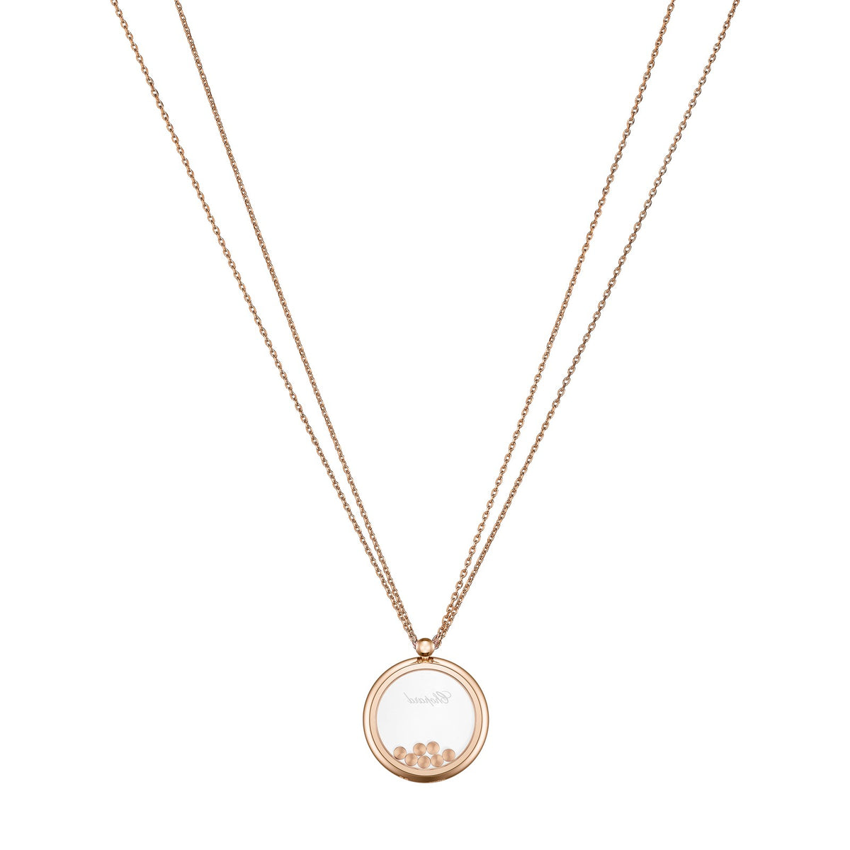Chopard Happy Diamonds pendant in 18k ethical rose gold with moving diamonds, view 4