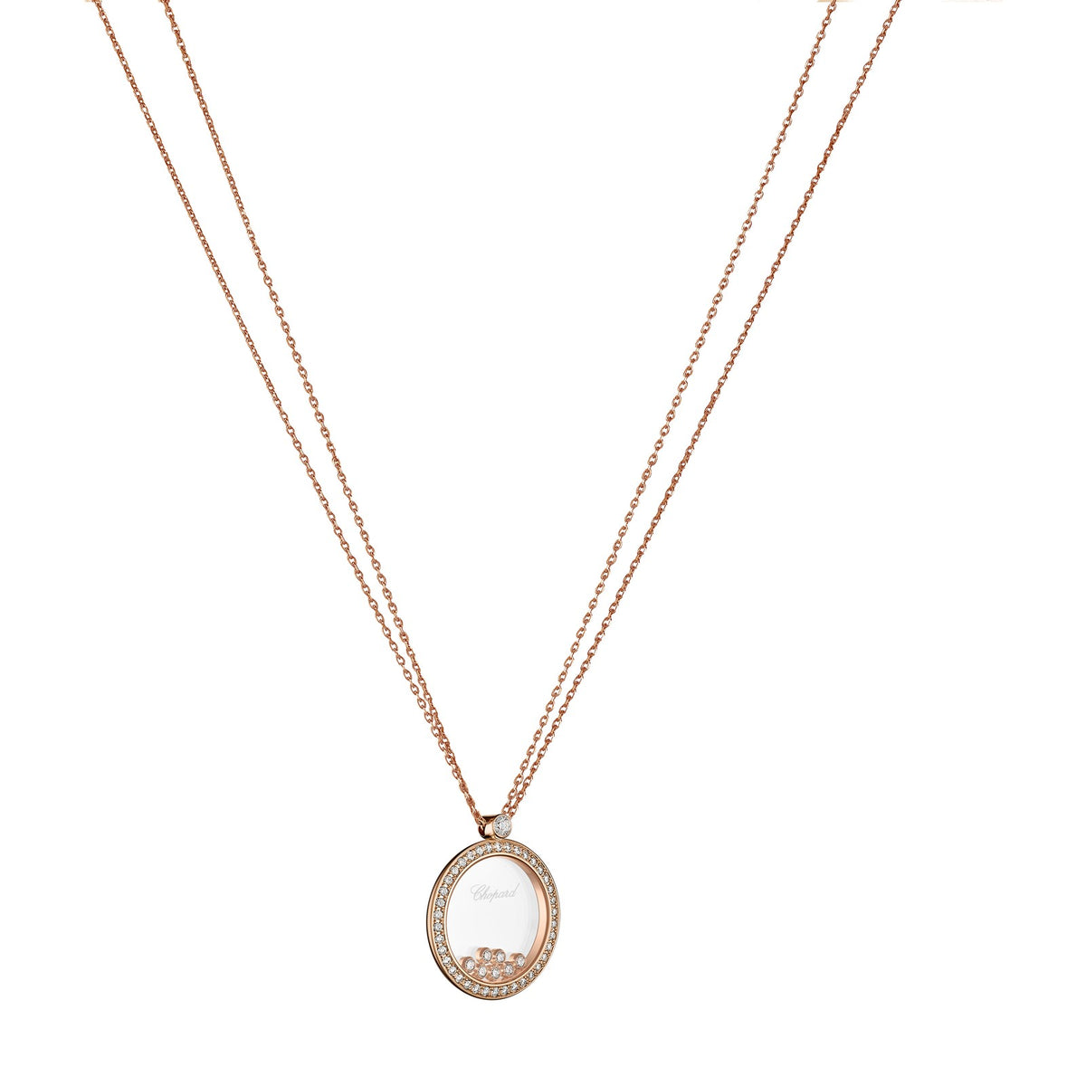 Chopard Happy Diamonds pendant in 18k ethical rose gold, view 2