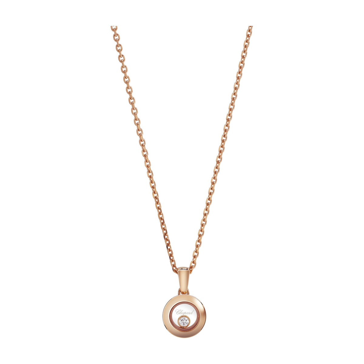 Chopard Happy Diamonds pendant in 18k ethical rose gold with moving diamonds