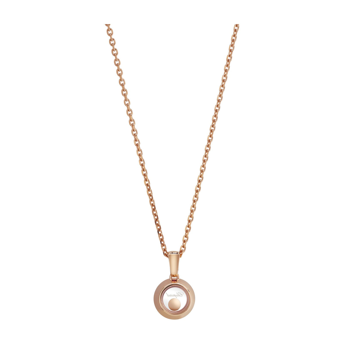 Chopard Happy Diamonds pendant in 18k ethical rose gold with moving diamonds, view 4