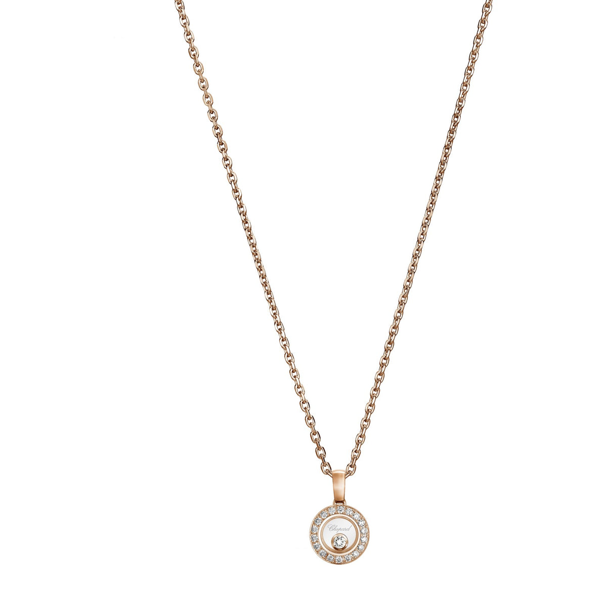 Chopard Happy Diamonds pendant in 18k ethical rose gold with moving diamonds