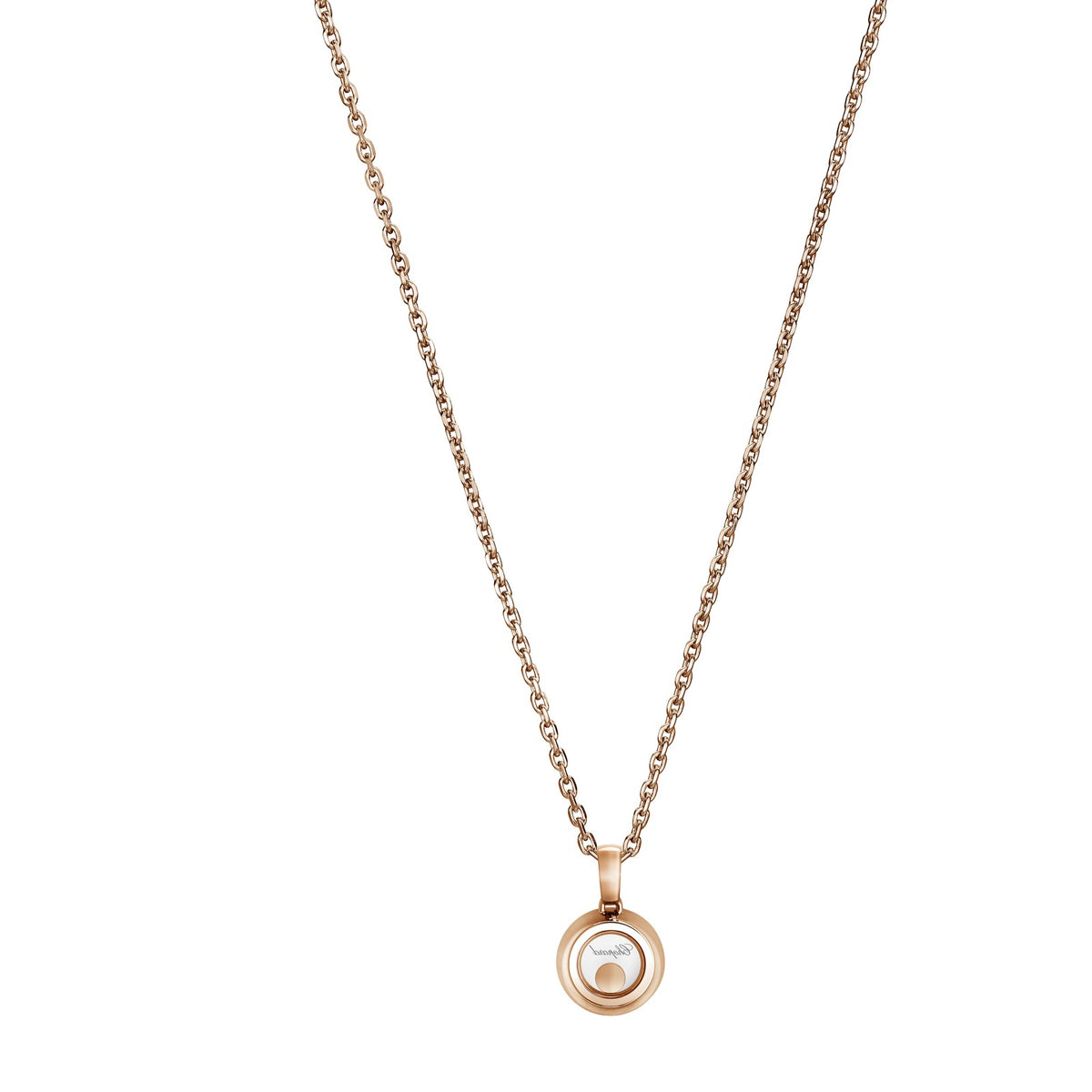 Chopard Happy Diamonds pendant in 18k ethical rose gold with moving diamonds, view 4