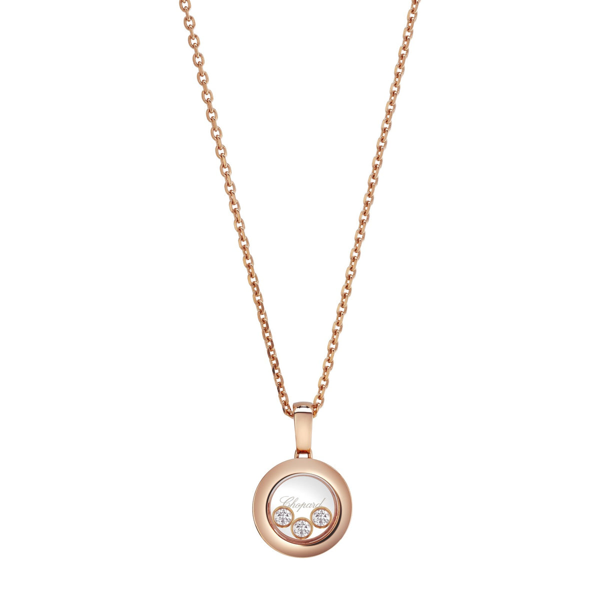 Chopard Happy Diamonds pendant in 18k ethical rose gold with moving diamonds