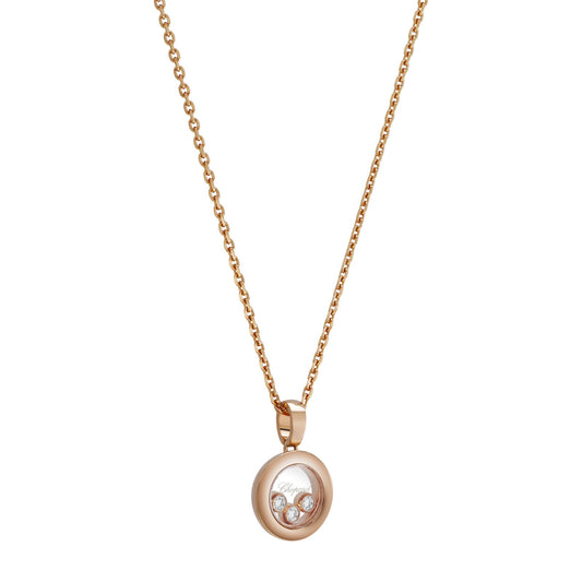 Chopard Happy Diamonds pendant in 18k ethical rose gold with moving diamonds, view 2