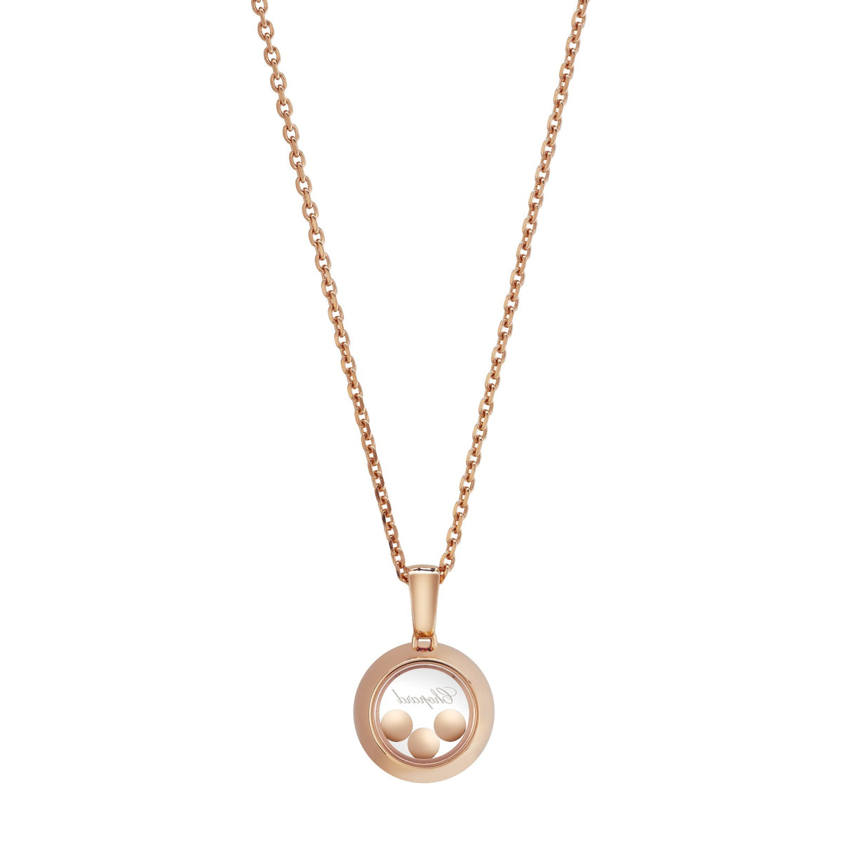 Chopard Happy Diamonds pendant in 18k ethical rose gold with moving diamonds, view 4