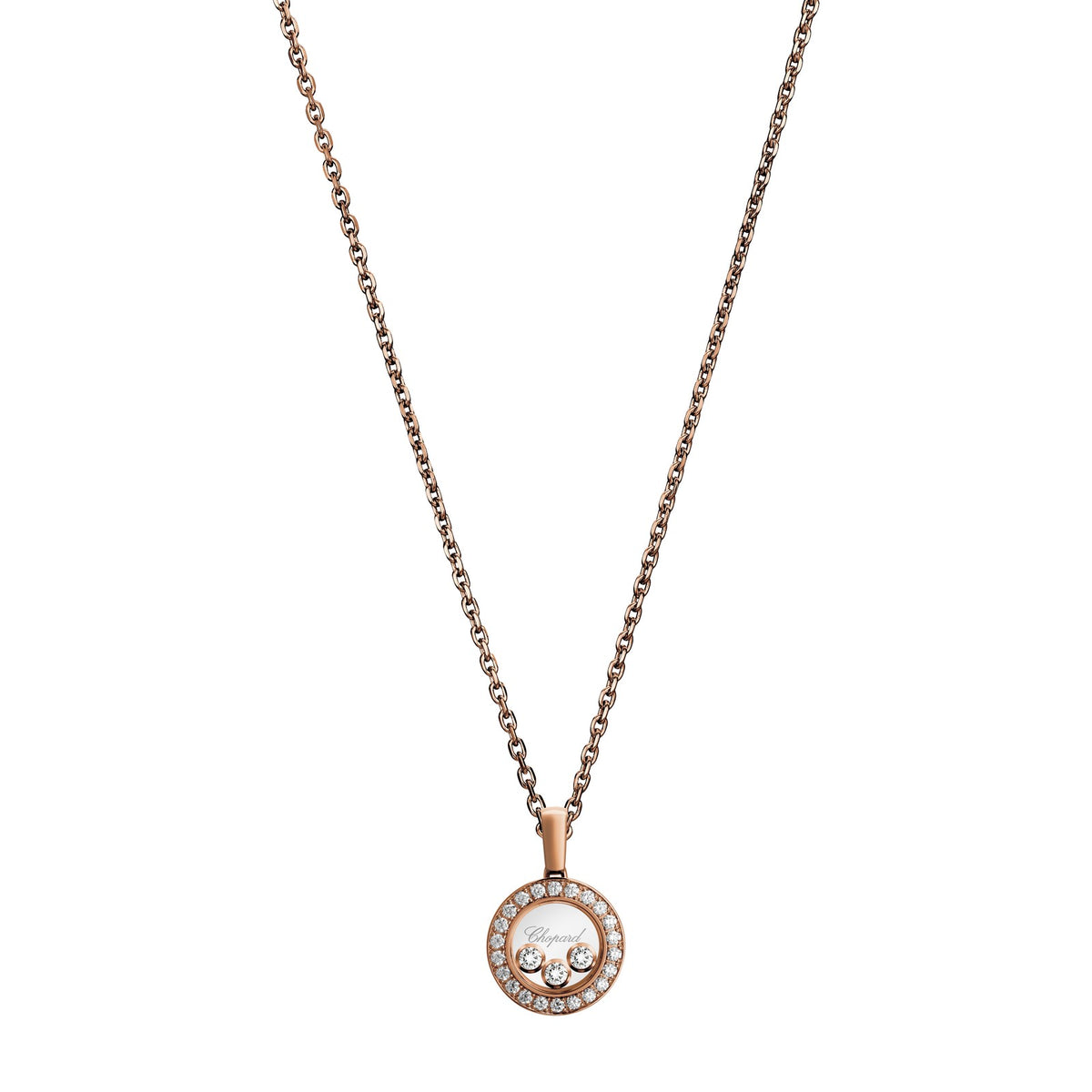 Chopard Happy Diamonds pendant in 18k ethical rose gold with moving diamonds