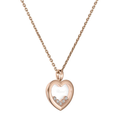 Chopard Happy Diamonds pendant in 18k ethical rose gold with moving diamonds, view 2