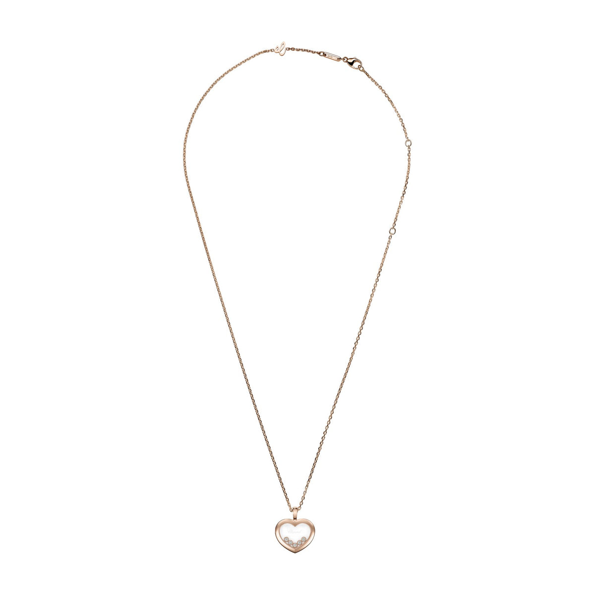 Chopard Happy Diamonds pendant in 18k ethical rose gold with moving diamonds, view 3