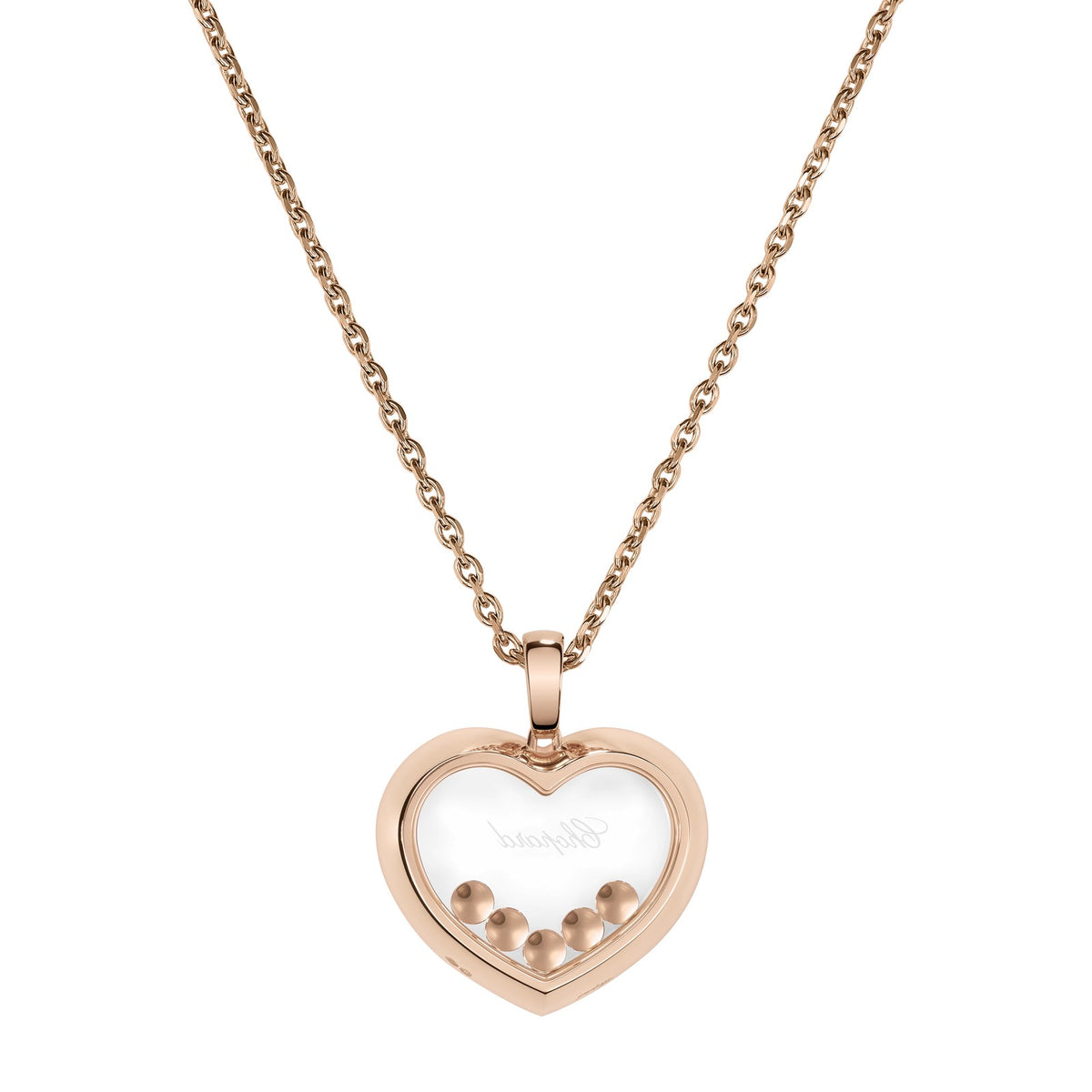 Chopard Happy Diamonds pendant in 18k ethical rose gold with moving diamonds, view 4