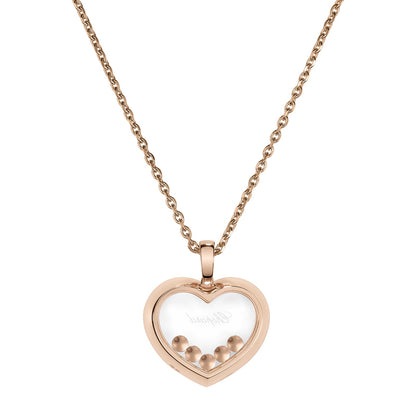 Chopard Happy Diamonds pendant in 18k ethical rose gold with moving diamonds, view 4
