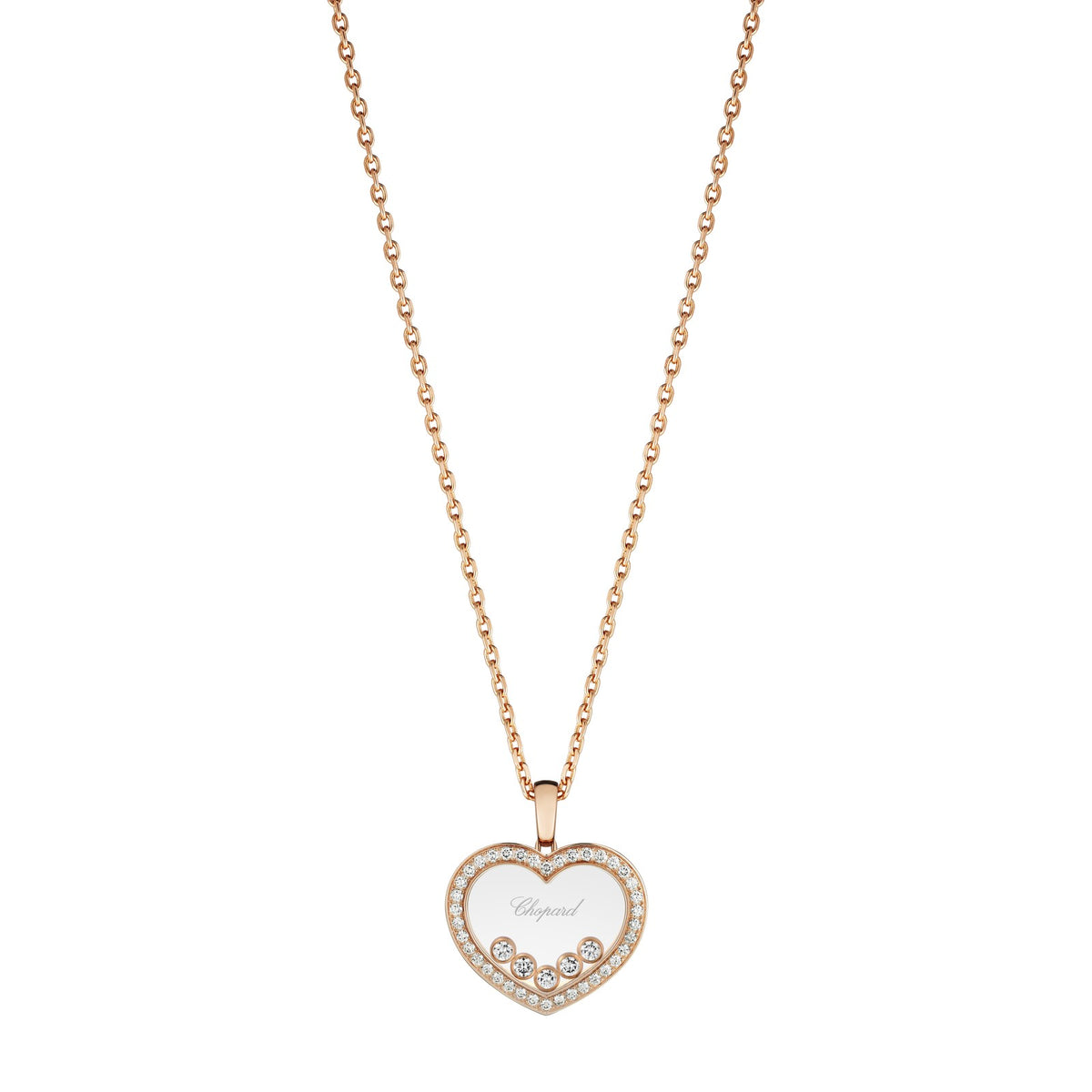 Chopard Happy Diamonds pendant in 18k ethical rose gold with moving diamonds