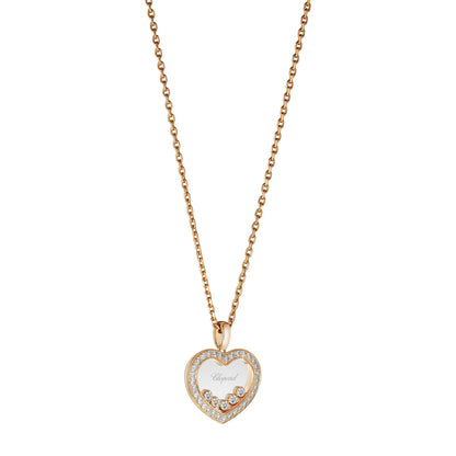Chopard Happy Diamonds pendant in 18k ethical rose gold with moving diamonds, view 2