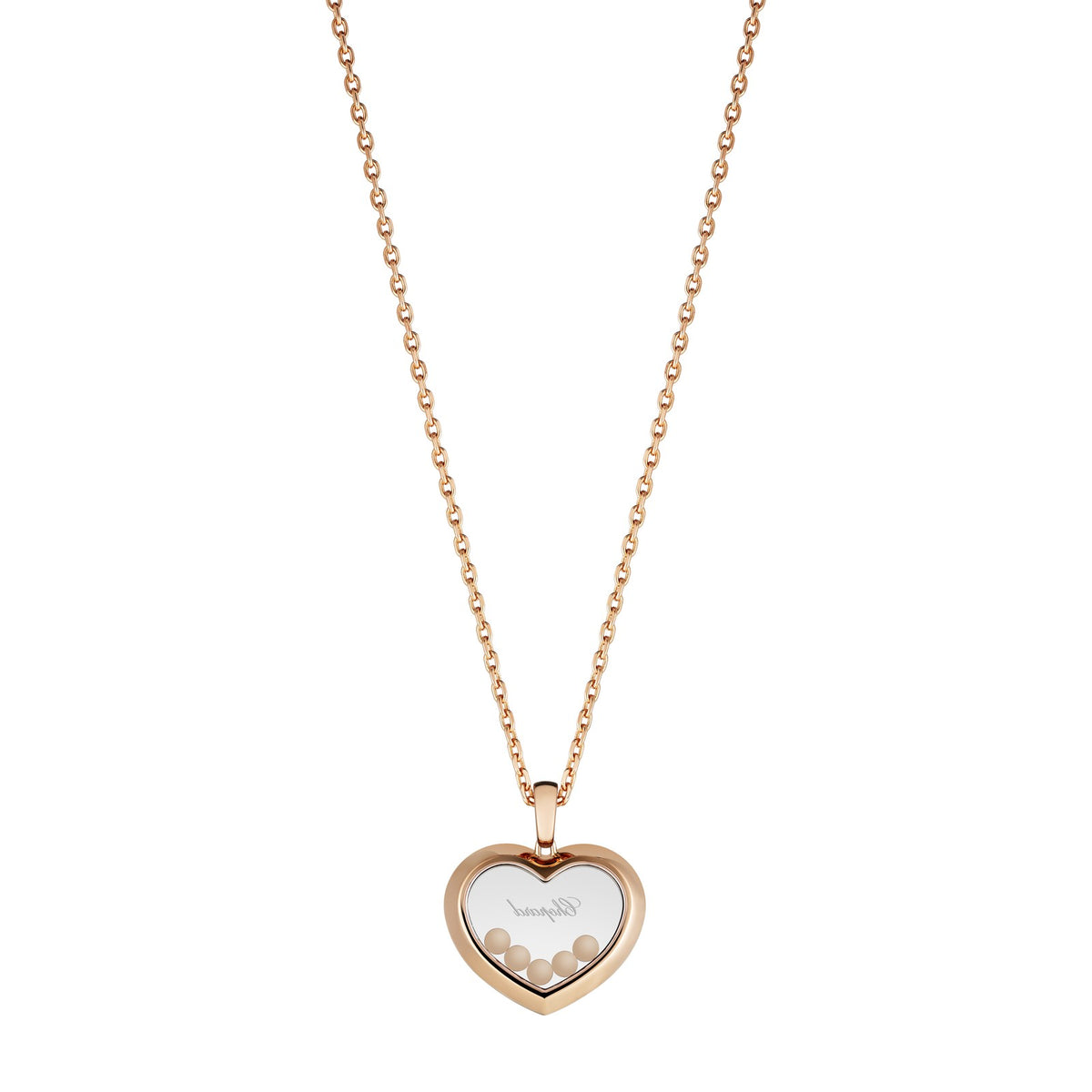 Chopard Happy Diamonds pendant in 18k ethical rose gold with moving diamonds, view 4