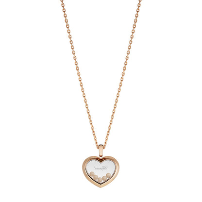 Chopard Happy Diamonds pendant in 18k ethical rose gold with moving diamonds, view 4