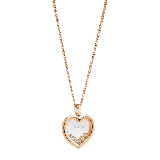 Chopard Happy Diamonds pendant in 18k ethical rose gold with moving diamonds, view 2