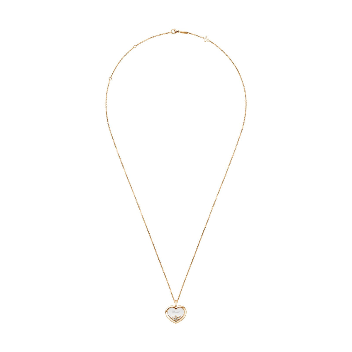 Chopard Happy Diamonds pendant in 18k ethical rose gold with moving diamonds, view 3