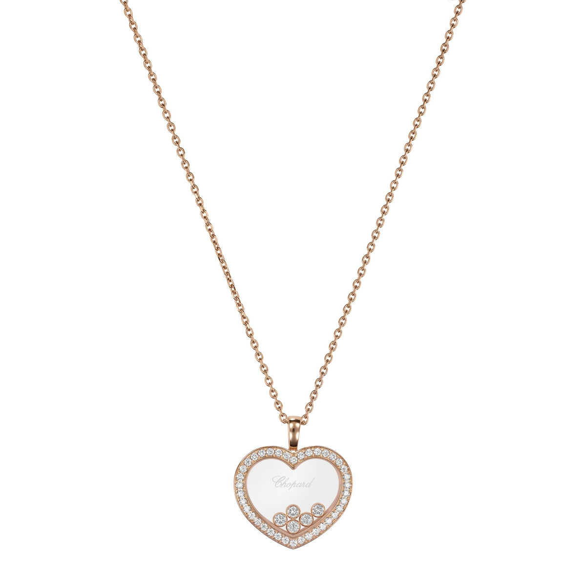 Chopard Happy Diamonds pendant in 18k ethical rose gold with moving diamonds