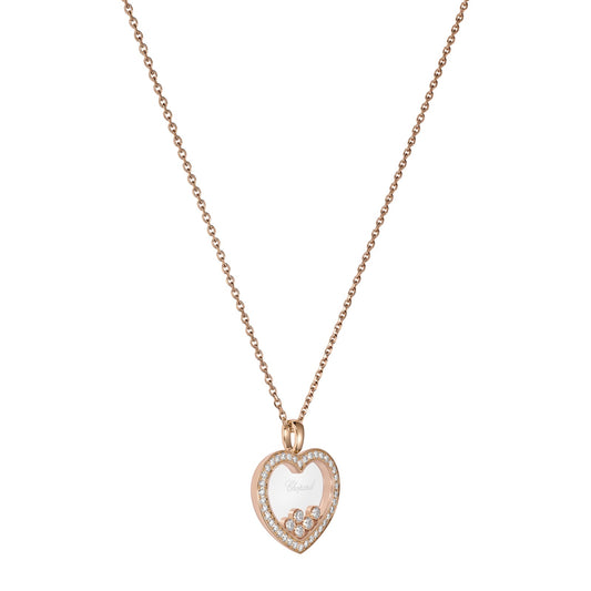 Chopard Happy Diamonds pendant in 18k ethical rose gold with moving diamonds, view 2