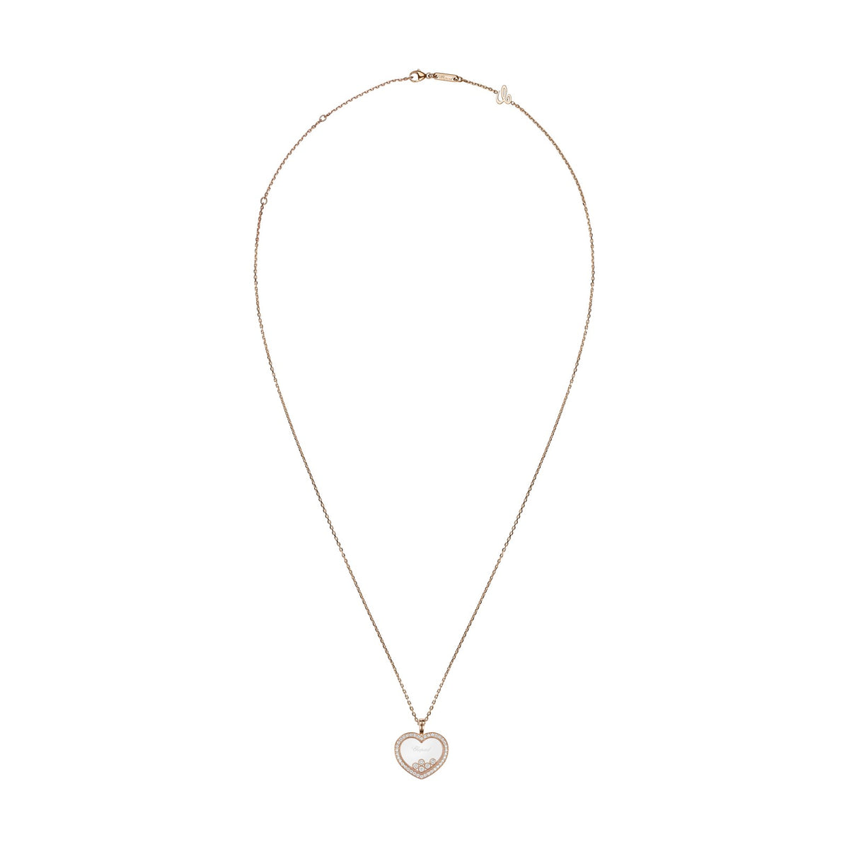 Chopard Happy Diamonds pendant in 18k ethical rose gold with moving diamonds, view 3